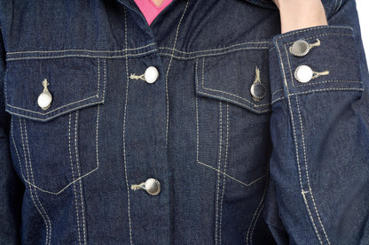 Women's Button Front Classic Denim Jacket with front pocket