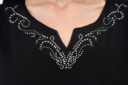 Women's Rhinestone Notch V-neck Knitted Tank Top