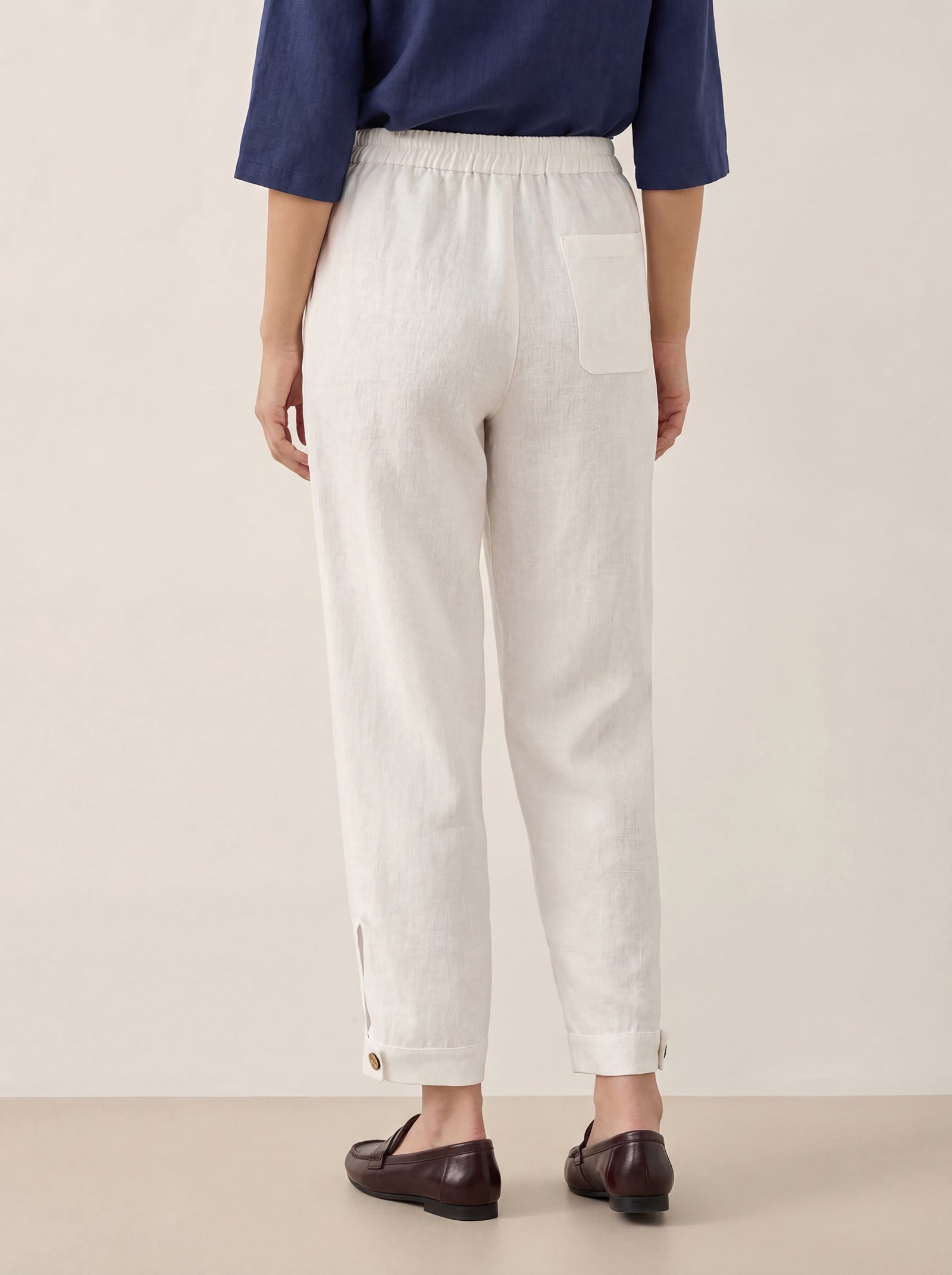 100% Linen Straight-Leg Pants with Elastic Waist PATRICE LINTICO