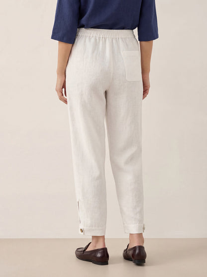 100% Linen Straight-Leg Pants with Elastic Waist PATRICE LINTICO