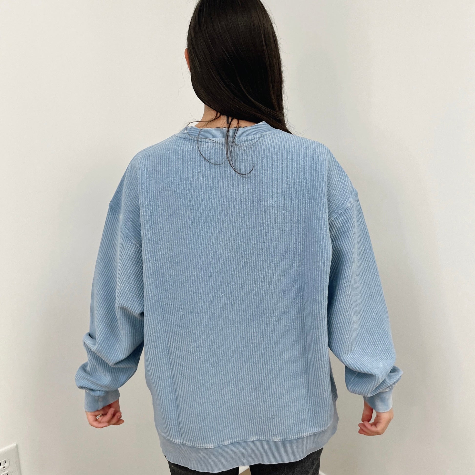 Pacific Blue Oversized Corded Crew Ivy + Cloth