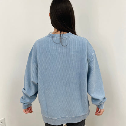 Pacific Blue Oversized Corded Crew Ivy + Cloth