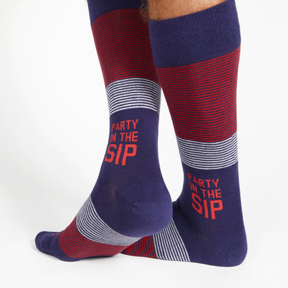 Party in the Sip - Navy Dress Socks DeadSoxy