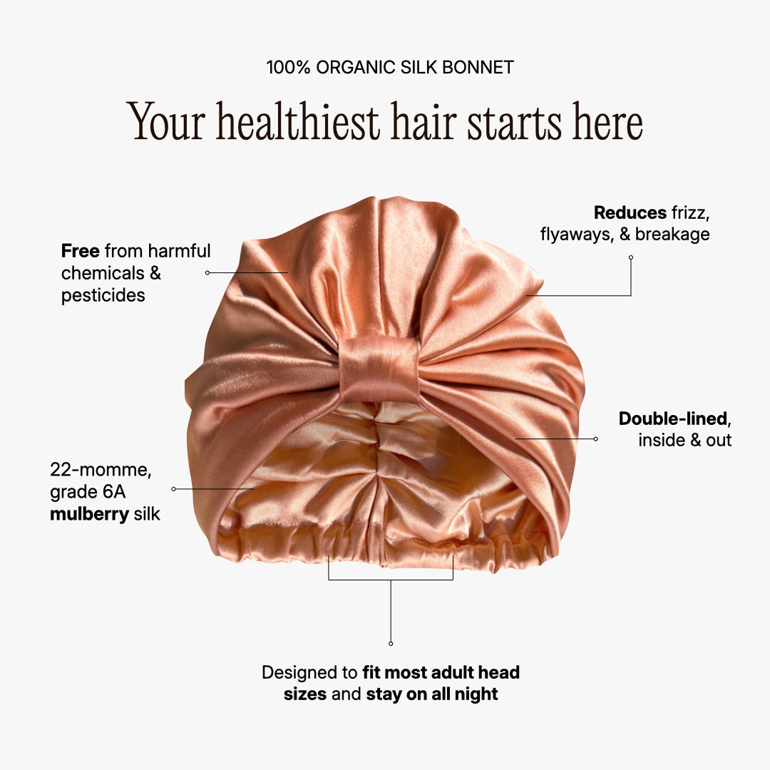 Organic Silk Hair Bonnet Peachy Coral LINA LENNOX