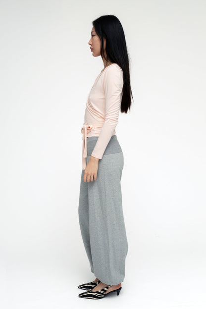 BALLERINA WRAP TOP IN POWDER PINK