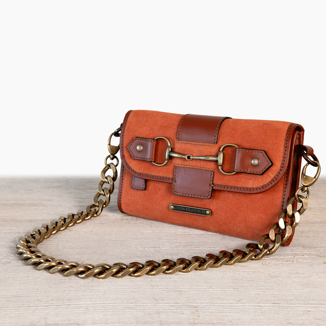Dalton - Horse Bit Crossbody Luxury Leather Handbag in Cognac on Cognac Urban-Equestrian