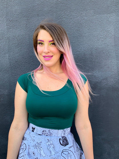 Retro Boat Neck Top in Hunter Green - Plus Sizes only Retrolicious