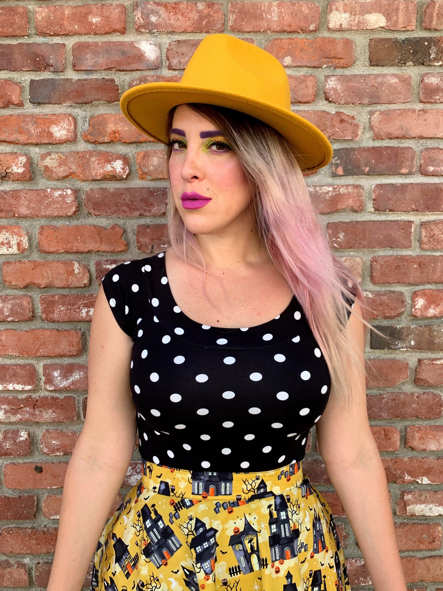 Boat Neck Top in Polka Dots Retrolicious
