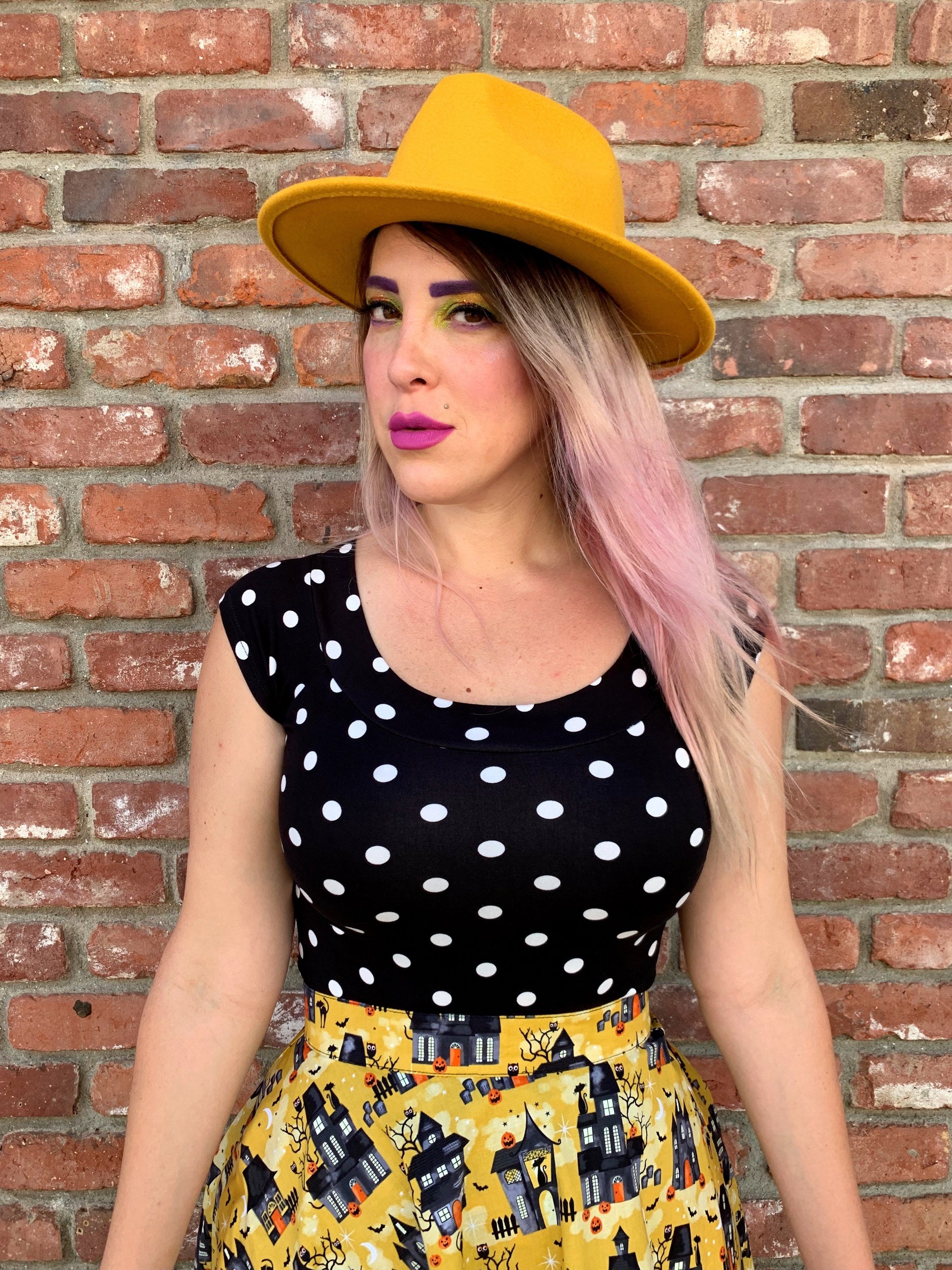 Boat Neck Top in Polka Dots Retrolicious