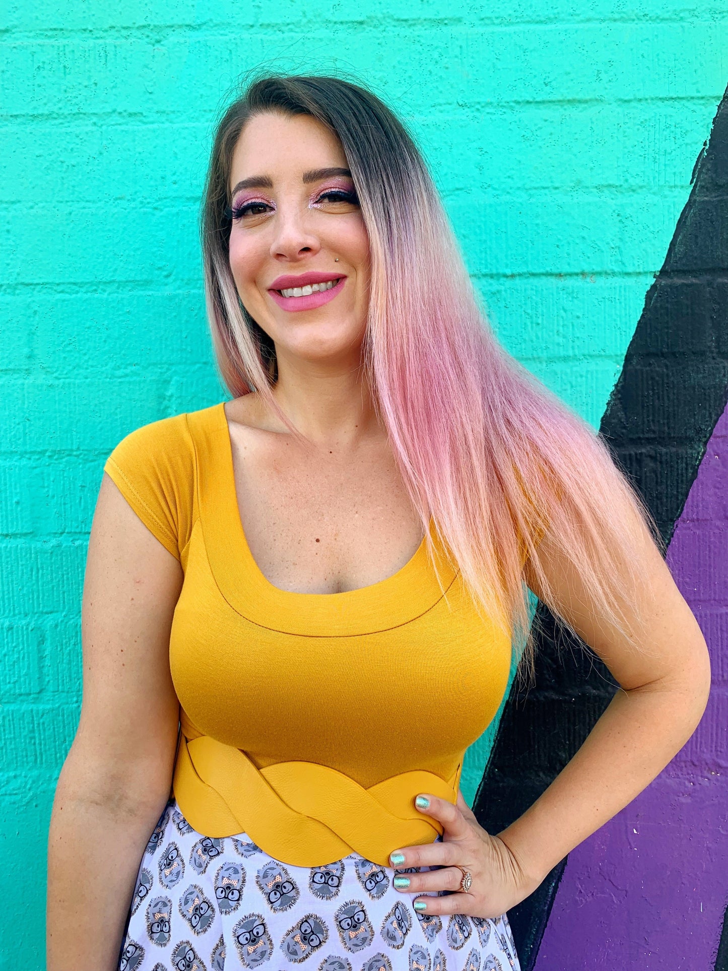 Retro Boat Neck Top in Mustard Retrolicious