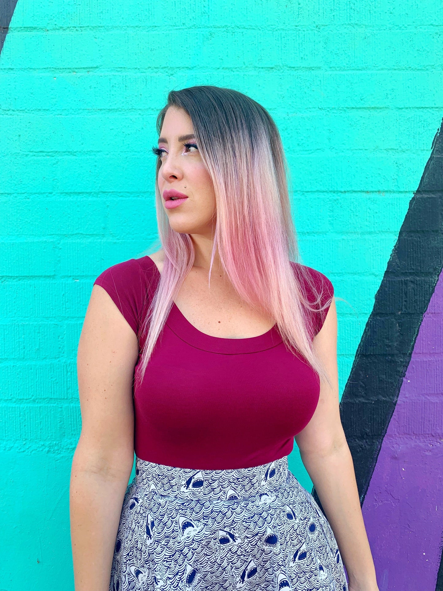 Retro Boat Neck Top in Burgundy Retrolicious