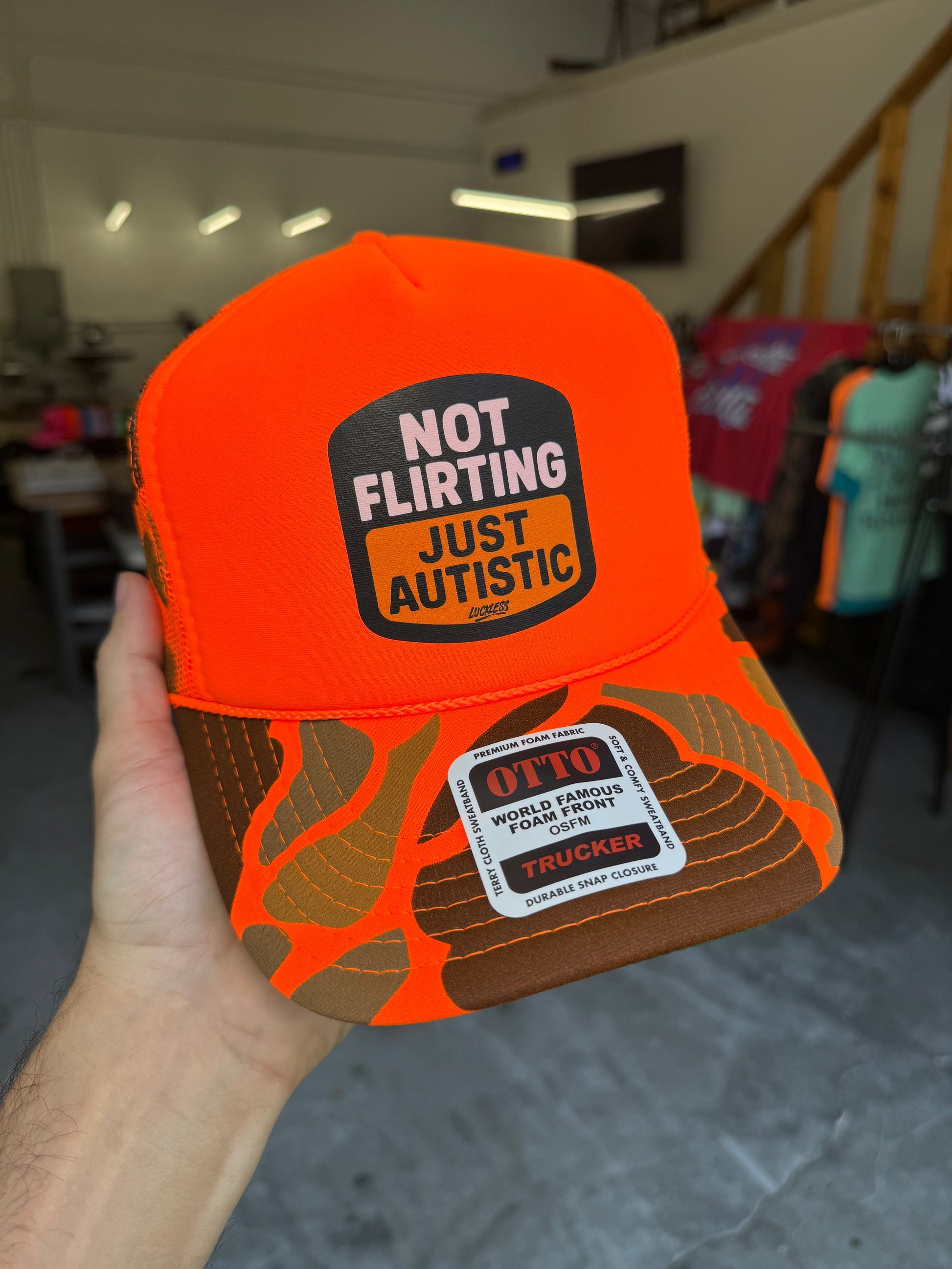 Not Flirting Trucker Hat Luckless Outfitters