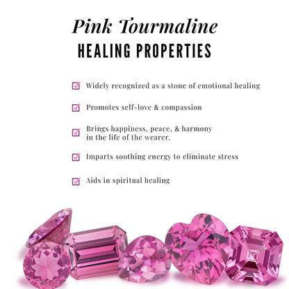1 Carat Round Pink Tourmaline Flower Engagement Ring