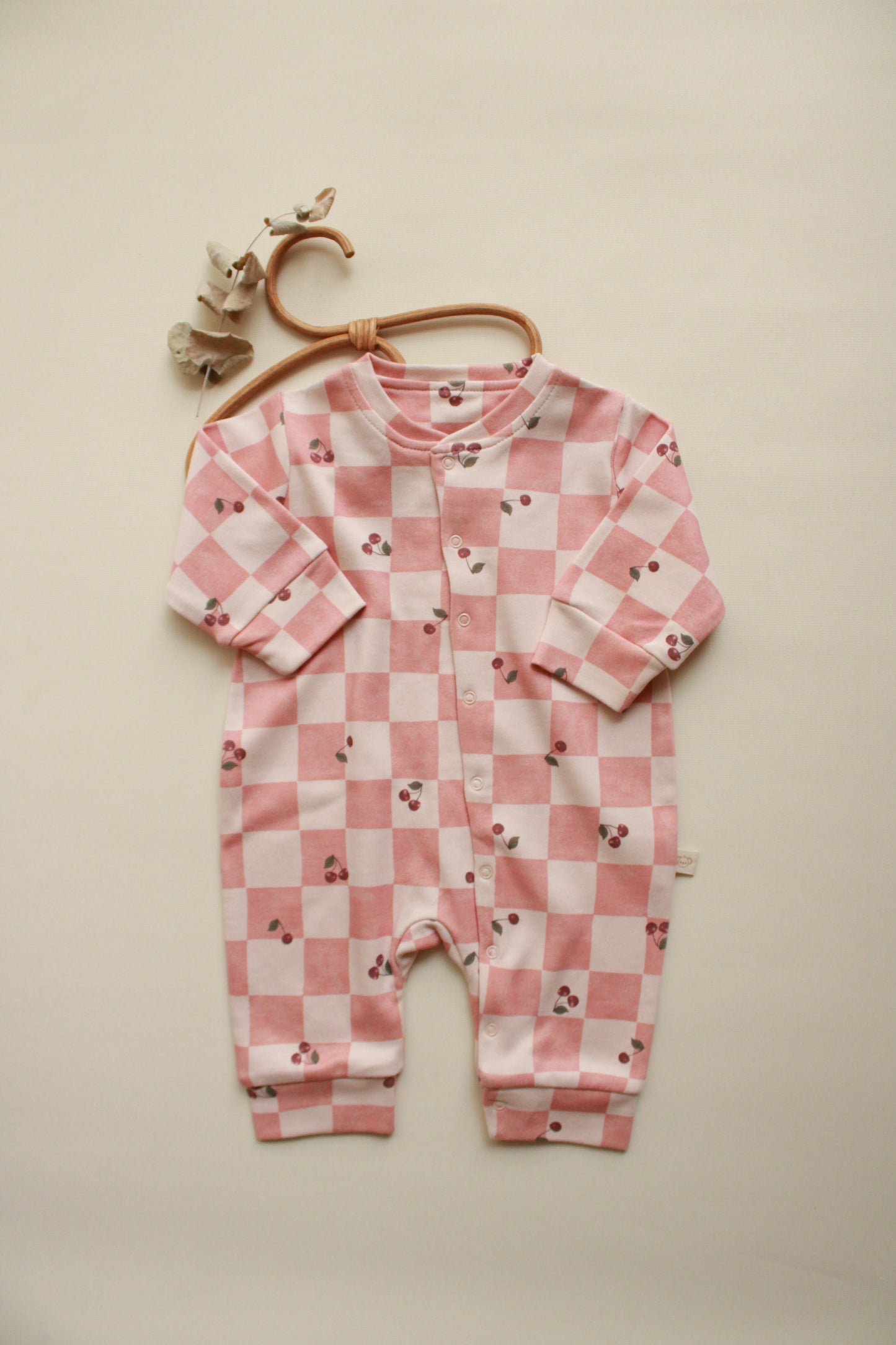 Cherry Plaid Onesie Honey and Hive