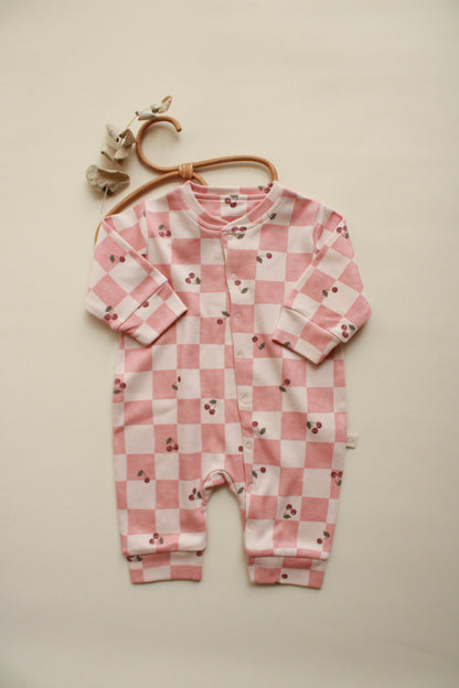 Cherry Plaid Onesie Honey and Hive