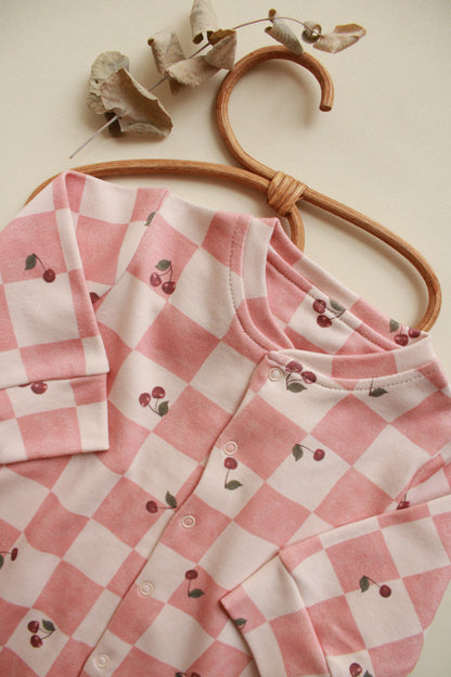 Cherry Plaid Onesie Honey and Hive