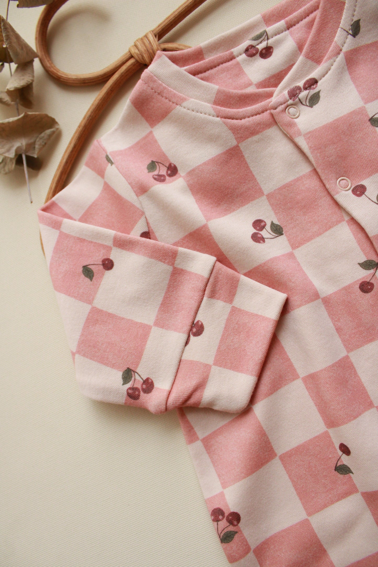 Cherry Plaid Onesie Honey and Hive