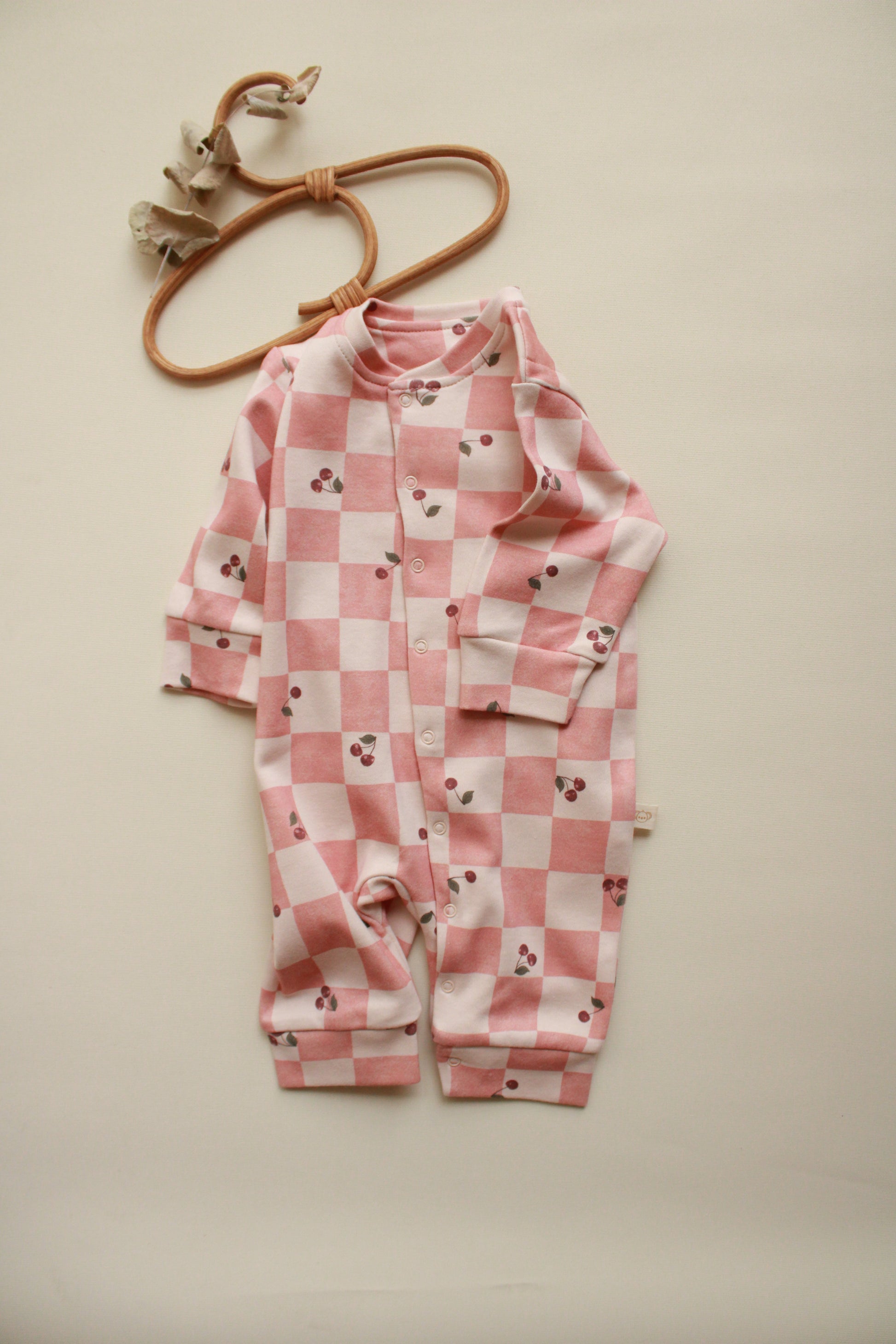 Cherry Plaid Onesie Honey and Hive