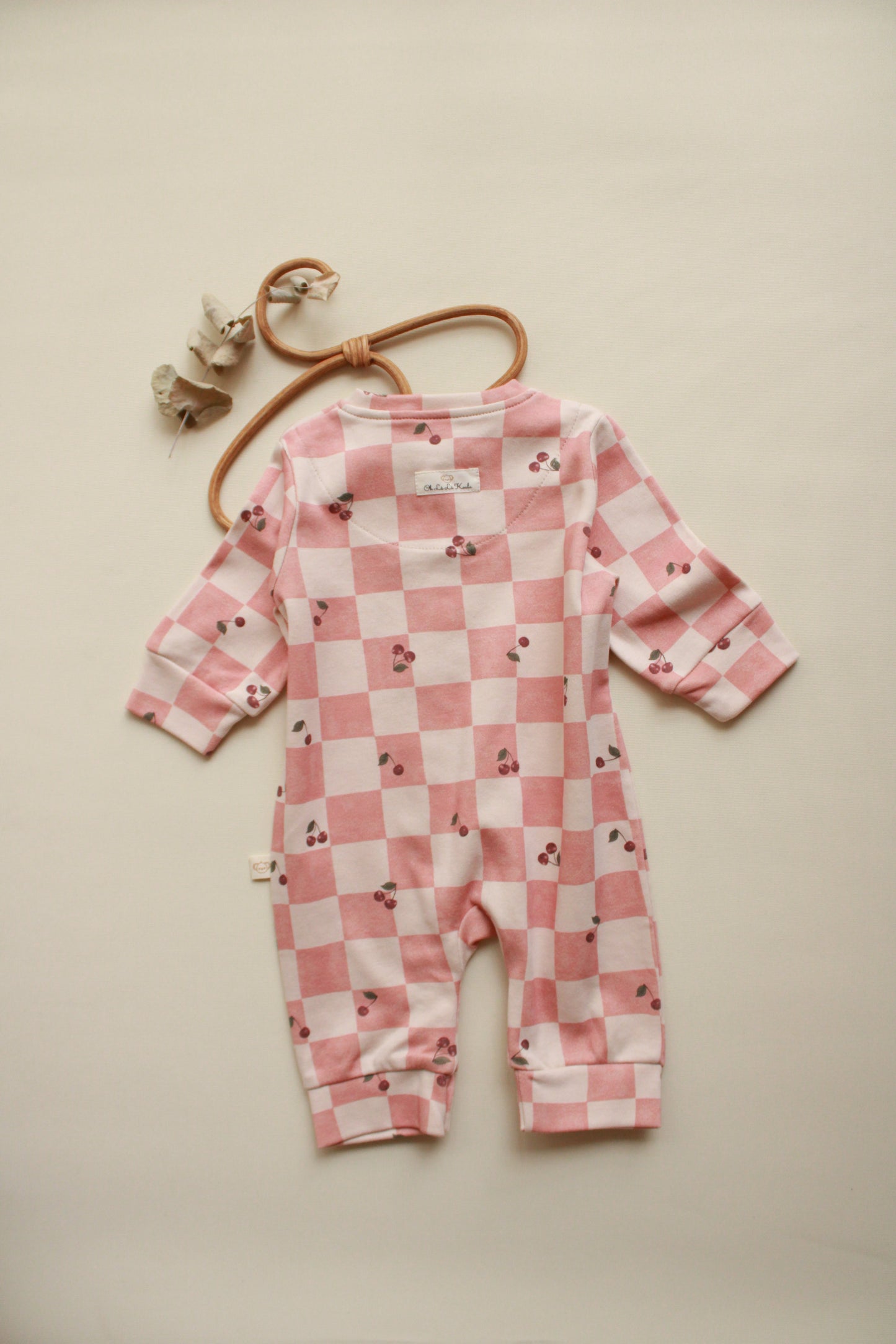 Cherry Plaid Onesie Honey and Hive