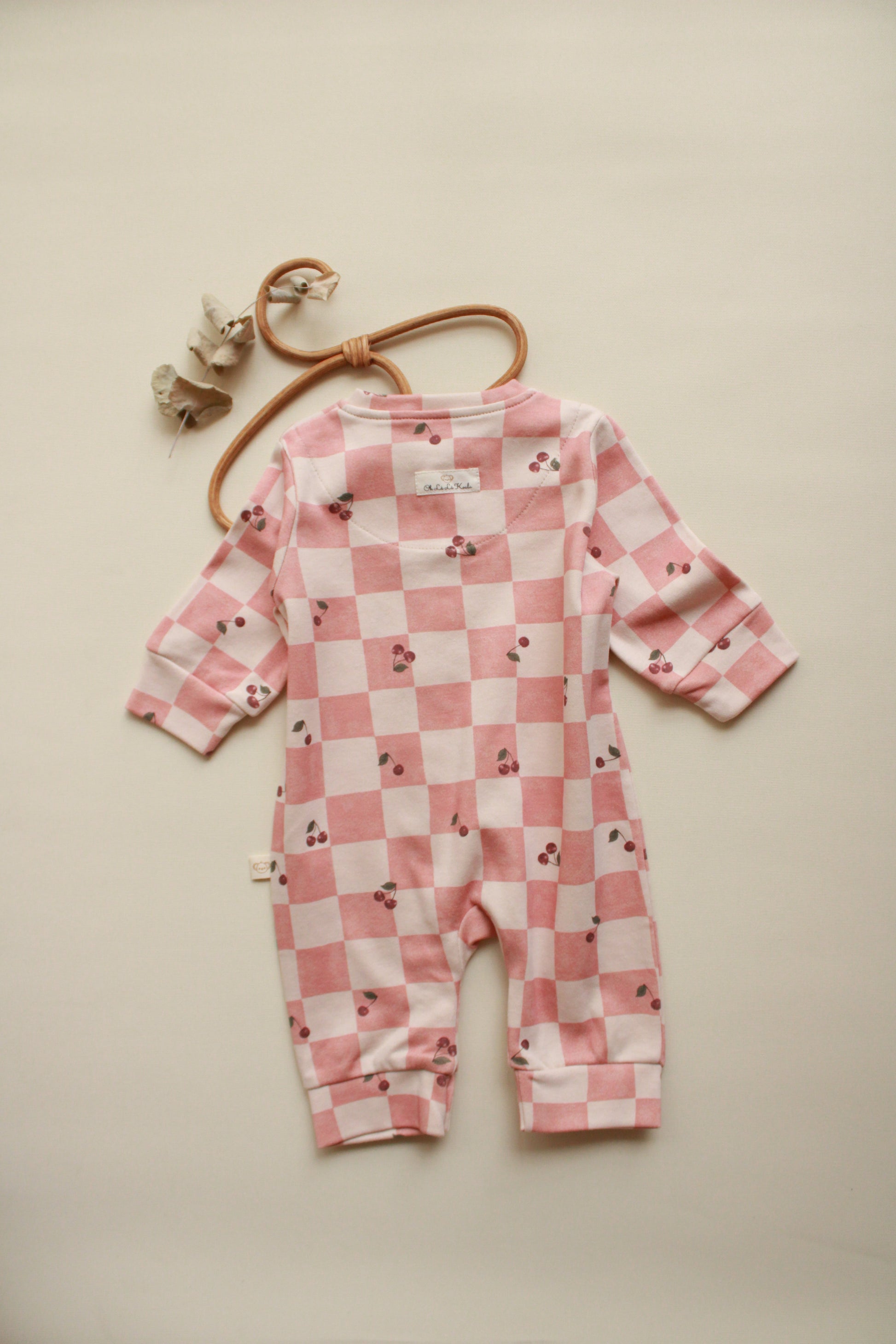 Cherry Plaid Onesie Honey and Hive