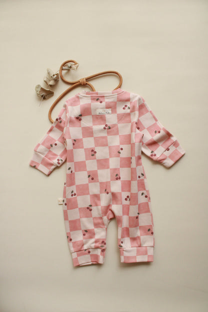 Cherry Plaid Onesie Honey and Hive