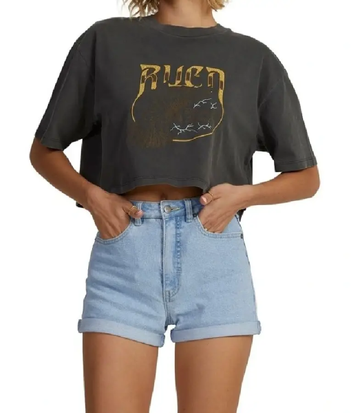 Playing Gracie Darling S01 Mina Grey Rvca Crop Tee WorthVee