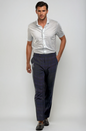 Pleated Wool Trouser Pants - Navy Plaid Buki