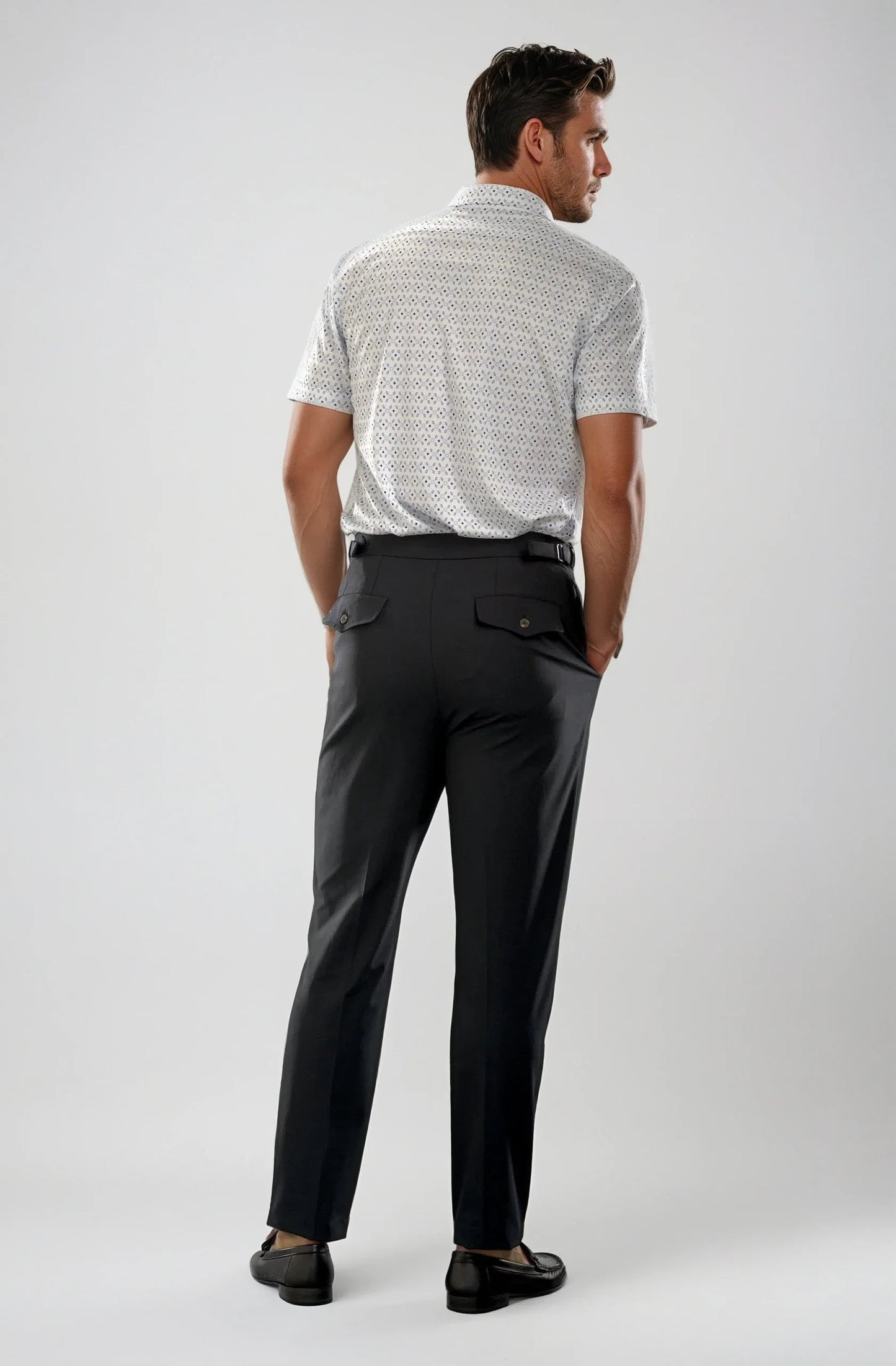 Pleated Wool Trouser Pants - Navy Buki
