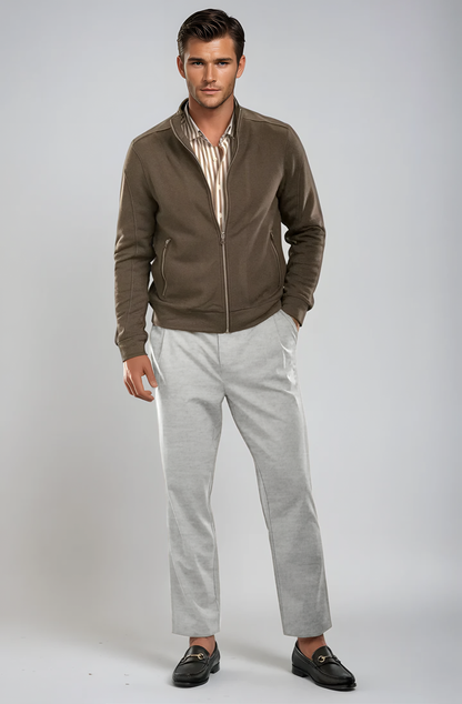 Pleated Wool Trouser Pants - Heather Grey Buki