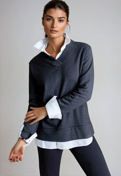 Power Vee 'Sweater' Sweatshirt - Charcoal Gray Buki