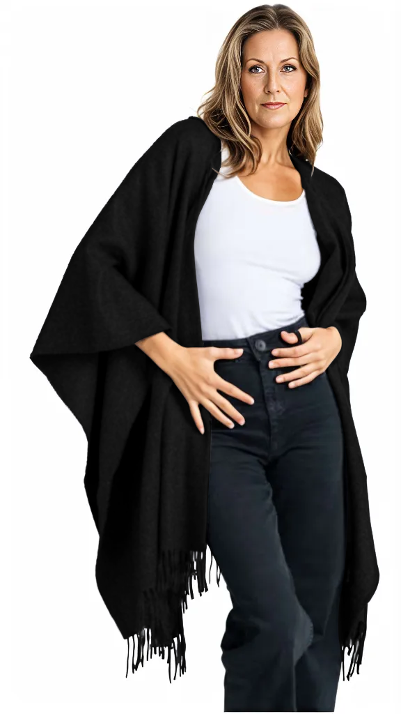Premium Classic Solid Alpaca Poncho Purely Alpaca