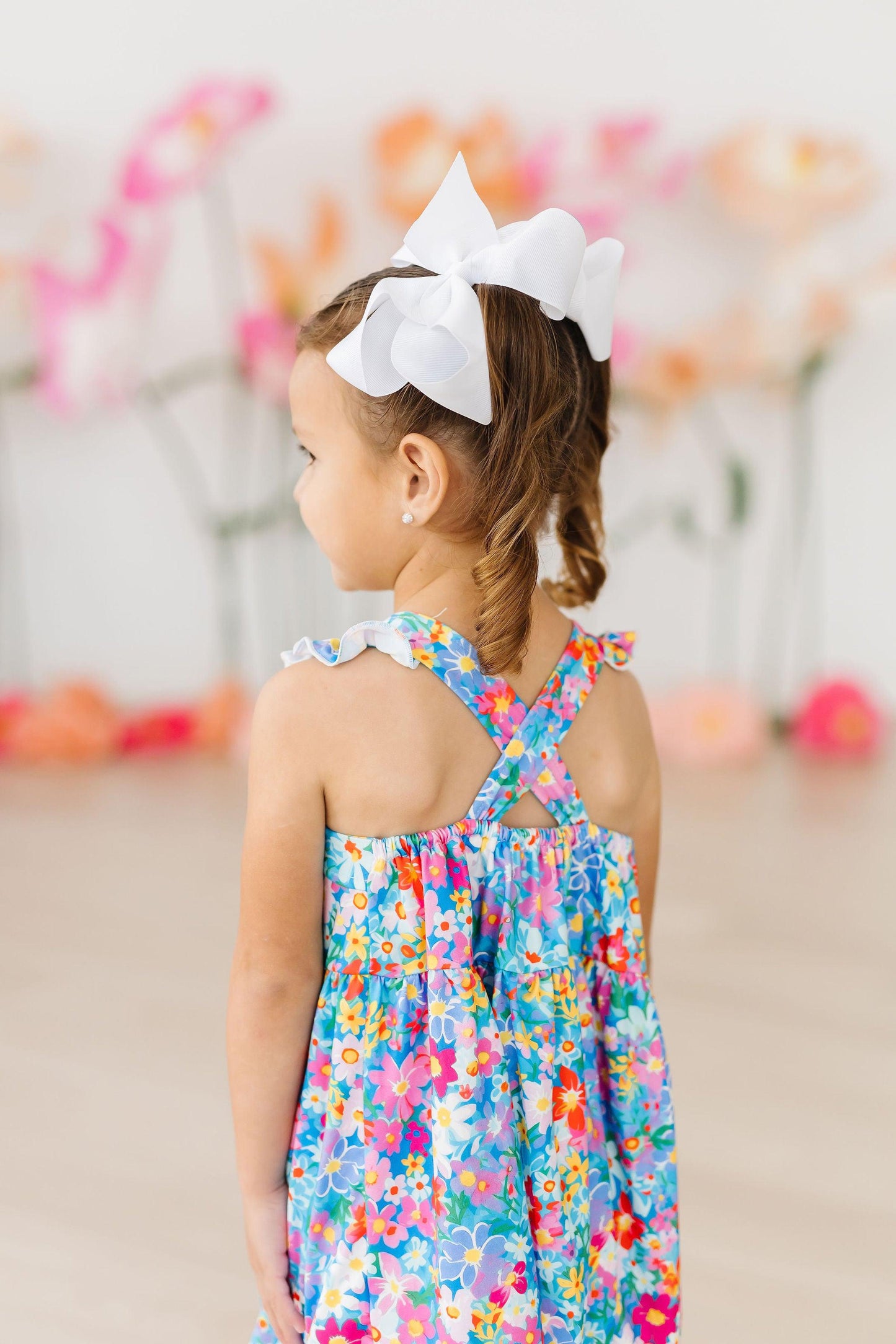 Preppy Floral Ruffle Cross Back Dress Mila & Rose ®