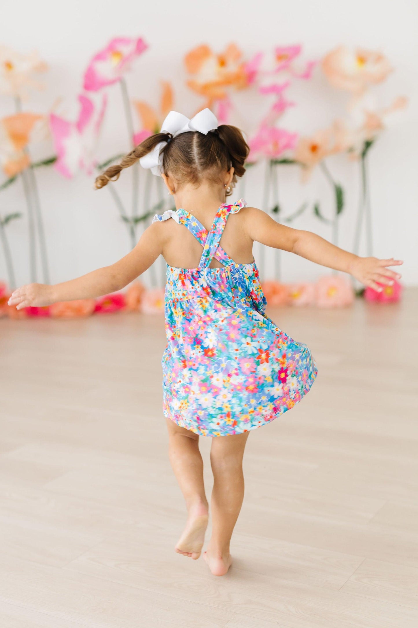Preppy Floral Ruffle Cross Back Dress Mila & Rose ®