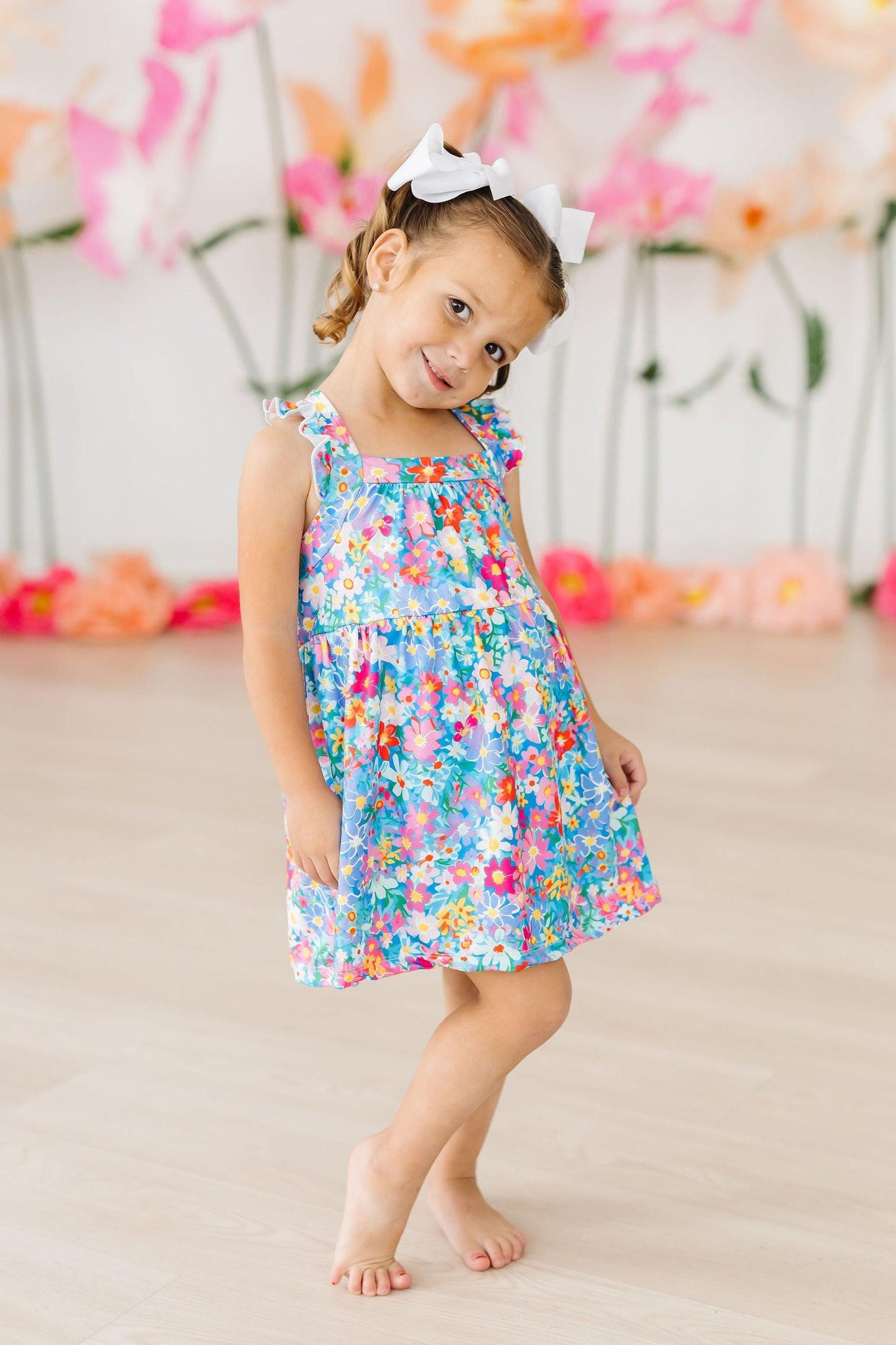Preppy Floral Ruffle Cross Back Dress Mila & Rose ®