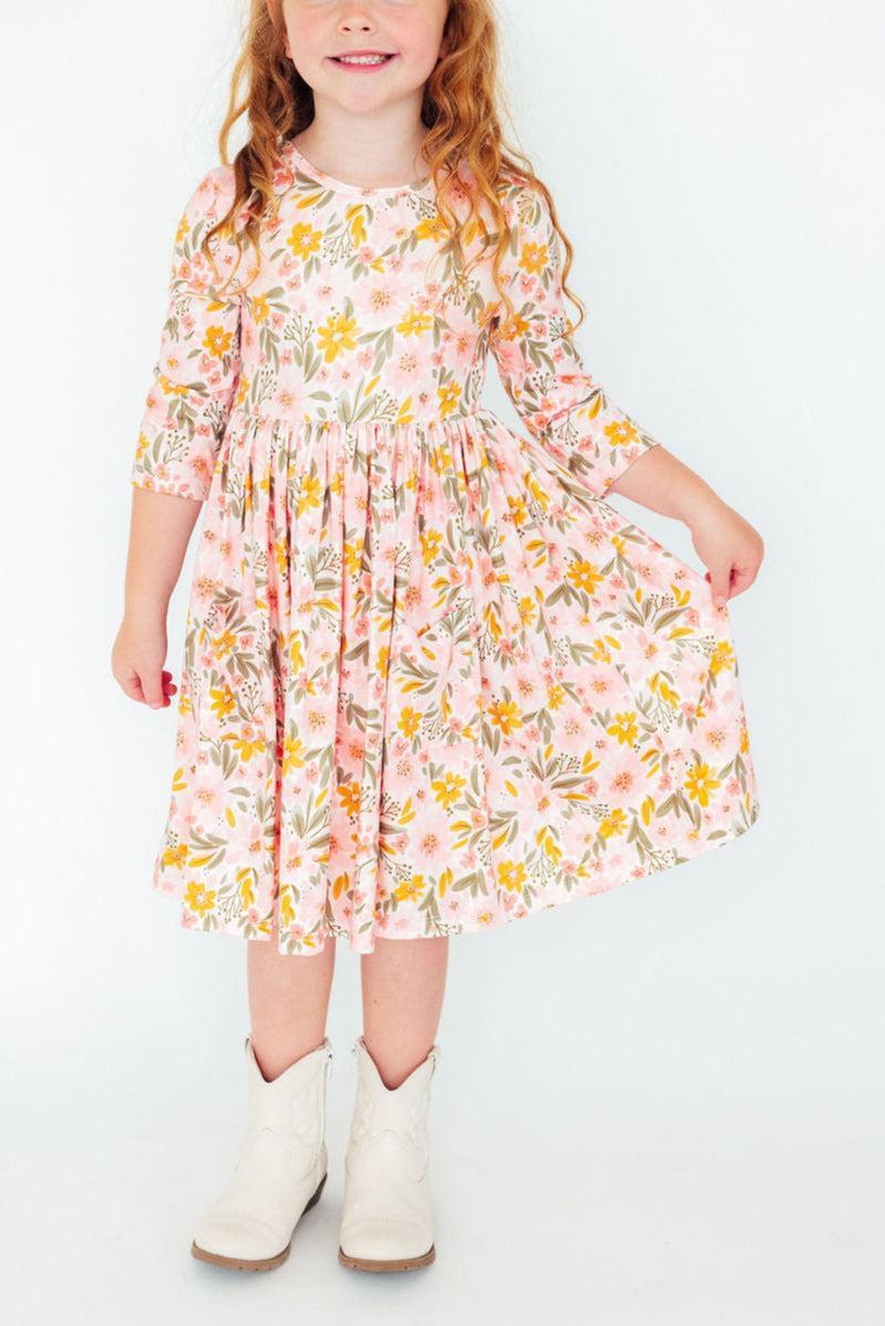 Pretty Peachy 3/4 Sleeve Pocket Twirl Dress Mila & Rose ®