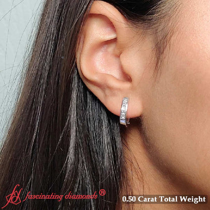 Channel Set Huggie Hoop Earring Fascinating Diamonds