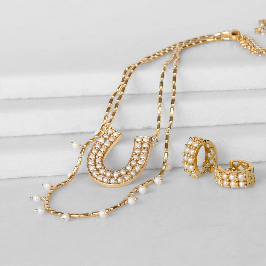 Prism - Pearl Horseshoe Coin Earring Urban-Equestrian