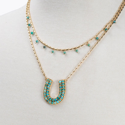 Prism - Turquoise Pave Horseshoe Earring Urban-Equestrian
