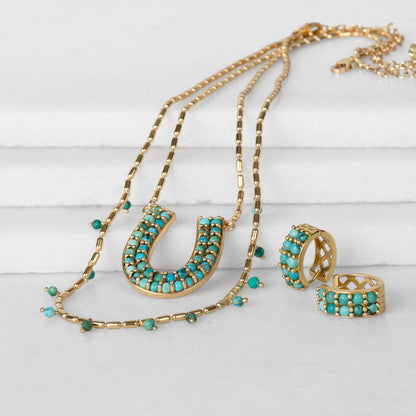 Prism - Turquoise Pave Horseshoe Earring Urban-Equestrian