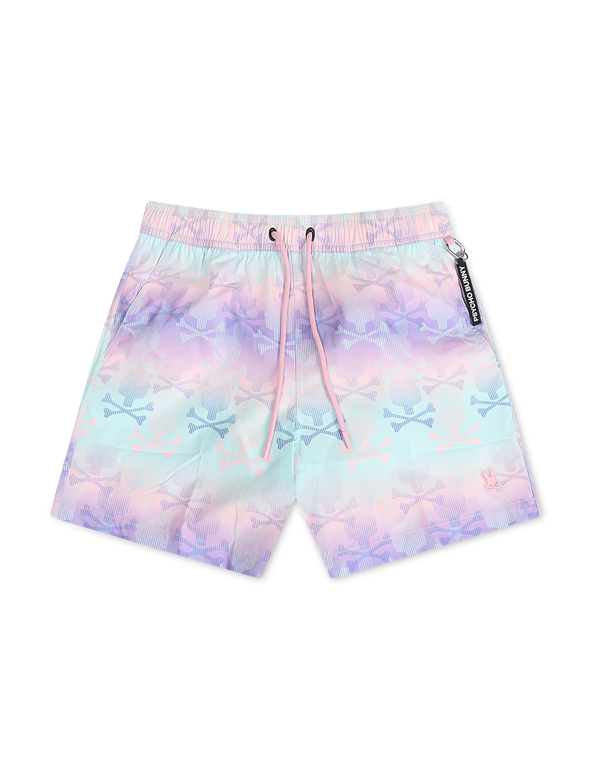 Psycho Bunny Forster Bunny Printed Swim Trunk - Lavender Gray Denim Exchange