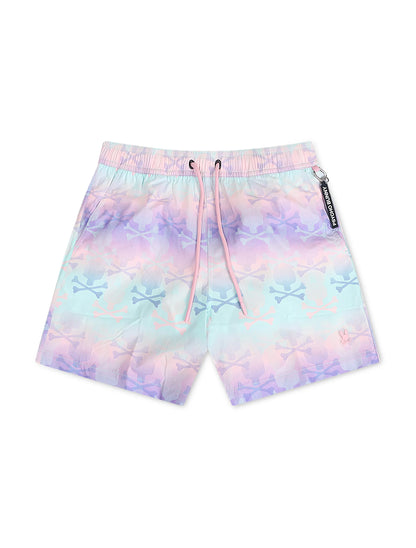 Psycho Bunny Forster Bunny Printed Swim Trunk - Lavender Gray Denim Exchange