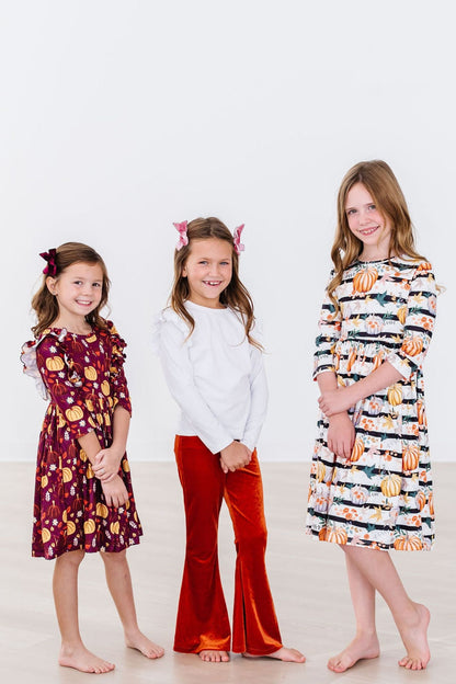 Pumpkin Patch 3/4 Sleeve Ruffle Twirl Dress