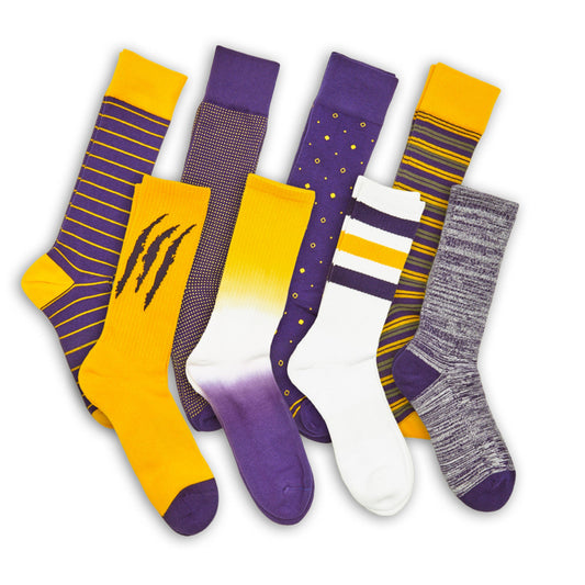 Gold / Purple Mixed Socks 8 Pack DeadSoxy