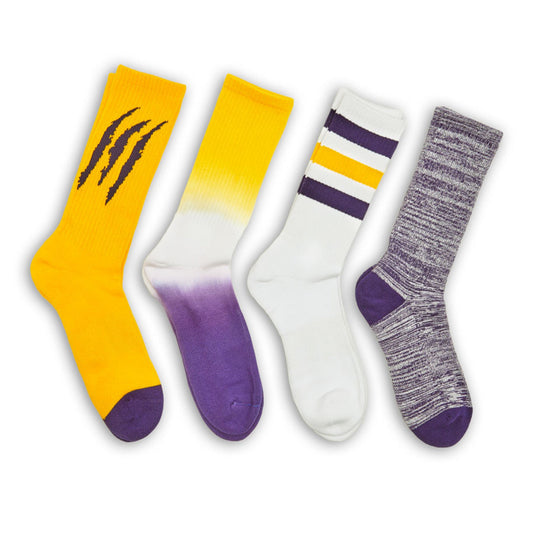 Purple / Gold Casual Socks 4 Pack DeadSoxy