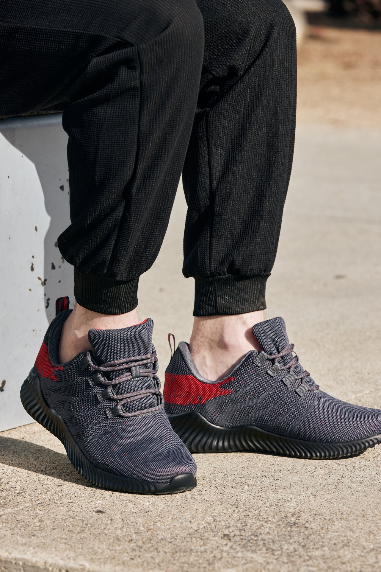 CALTO - Q218 - 2.8 Inches Taller (Grey/Red) - Ultra Lightweight Tallmenshoes.com