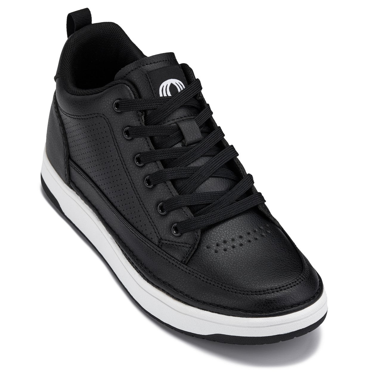 CALTO - Q271  - 2 Inches Taller (Black Noir) - Elevated Leatherette Micro-Perforated Sneakers Tallmenshoes.com