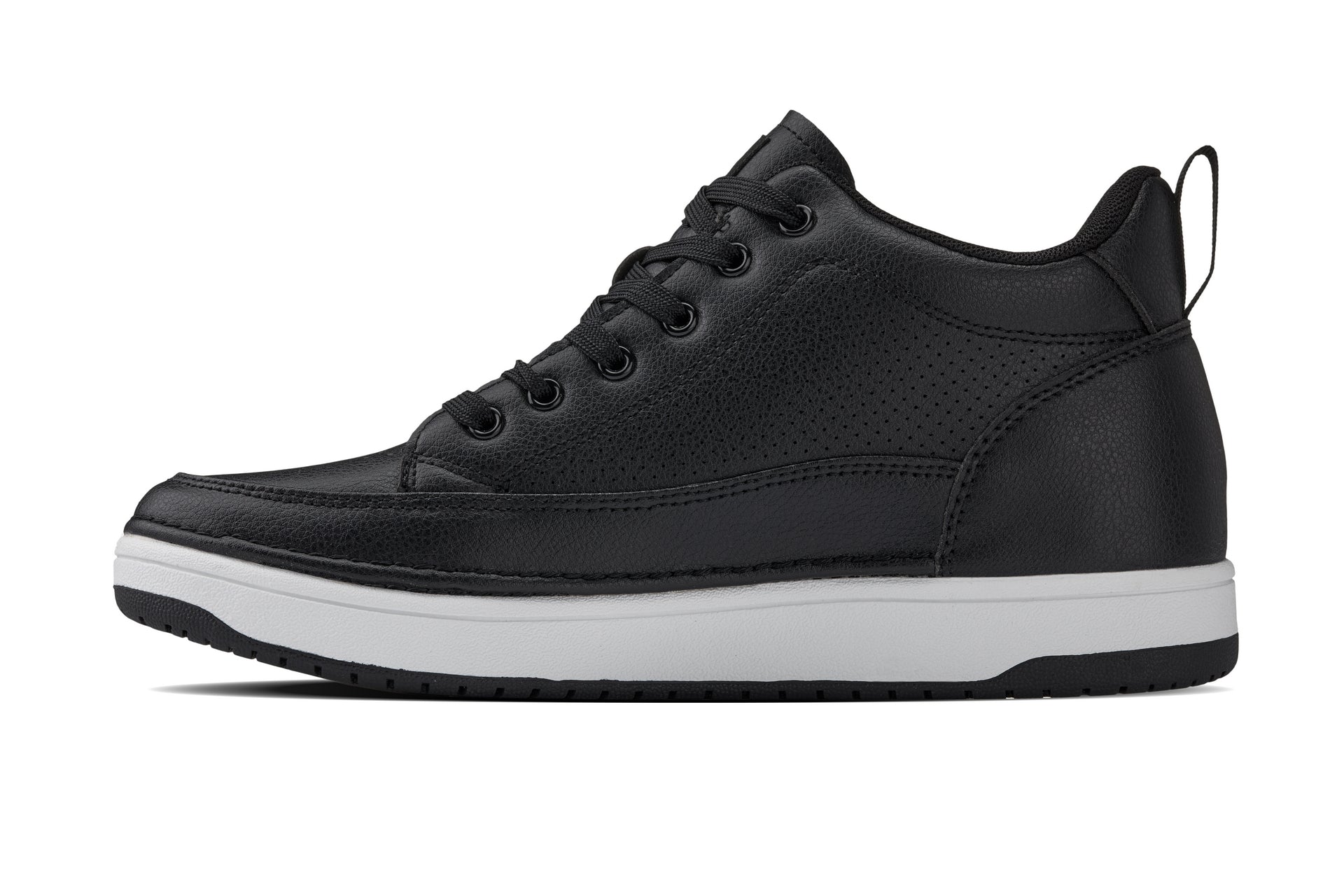 CALTO - Q271  - 2 Inches Taller (Black Noir) - Elevated Leatherette Micro-Perforated Sneakers Tallmenshoes.com