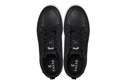 CALTO - Q271  - 2 Inches Taller (Black Noir) - Elevated Leatherette Micro-Perforated Sneakers Tallmenshoes.com