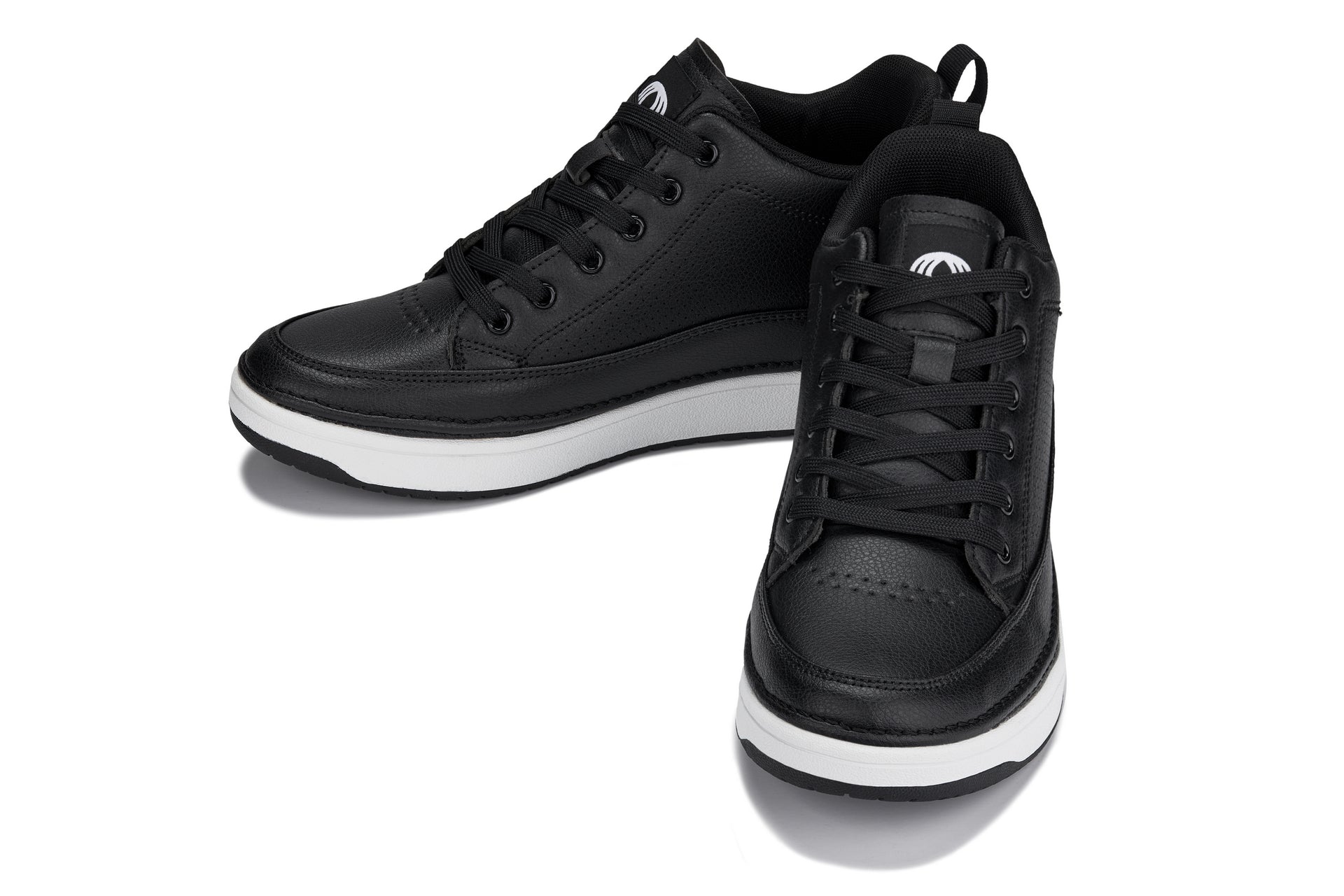 CALTO - Q271  - 2 Inches Taller (Black Noir) - Elevated Leatherette Micro-Perforated Sneakers Tallmenshoes.com