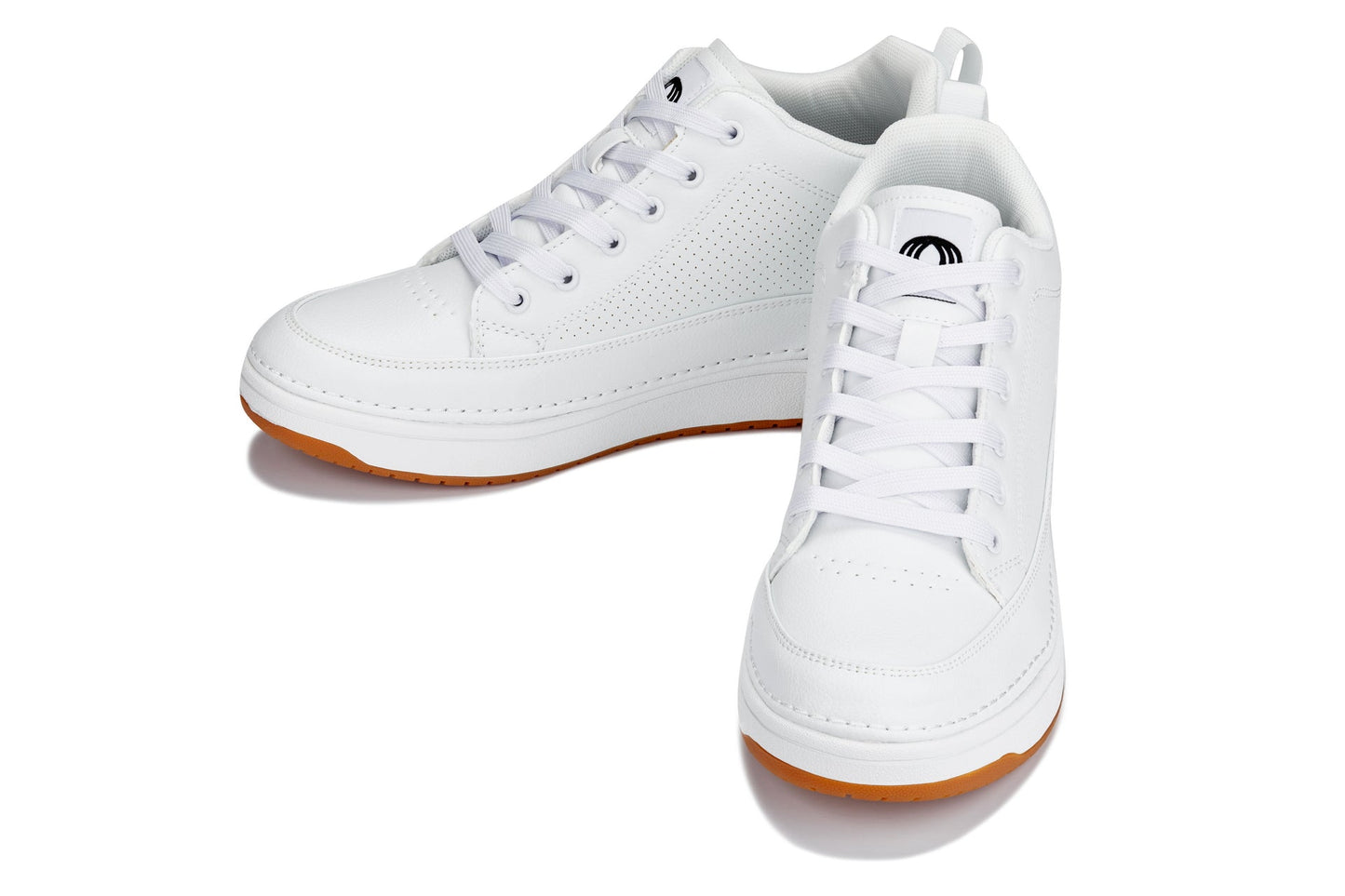 CALTO - Q272  - 2 Inches Taller (White & Gum Sole) -Elevated Leatherette Micro-Perforated Sneakers Tallmenshoes.com